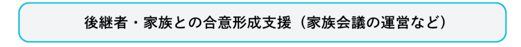 後継者・家族との合意形成支援（家族会議の運営など）